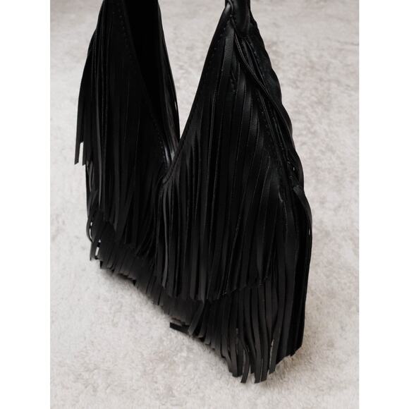 Zara Black Fringe Shoulder Bag - Picture 11 of 13